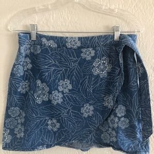 Free People Denim Wrap Mini Skirt Size 6